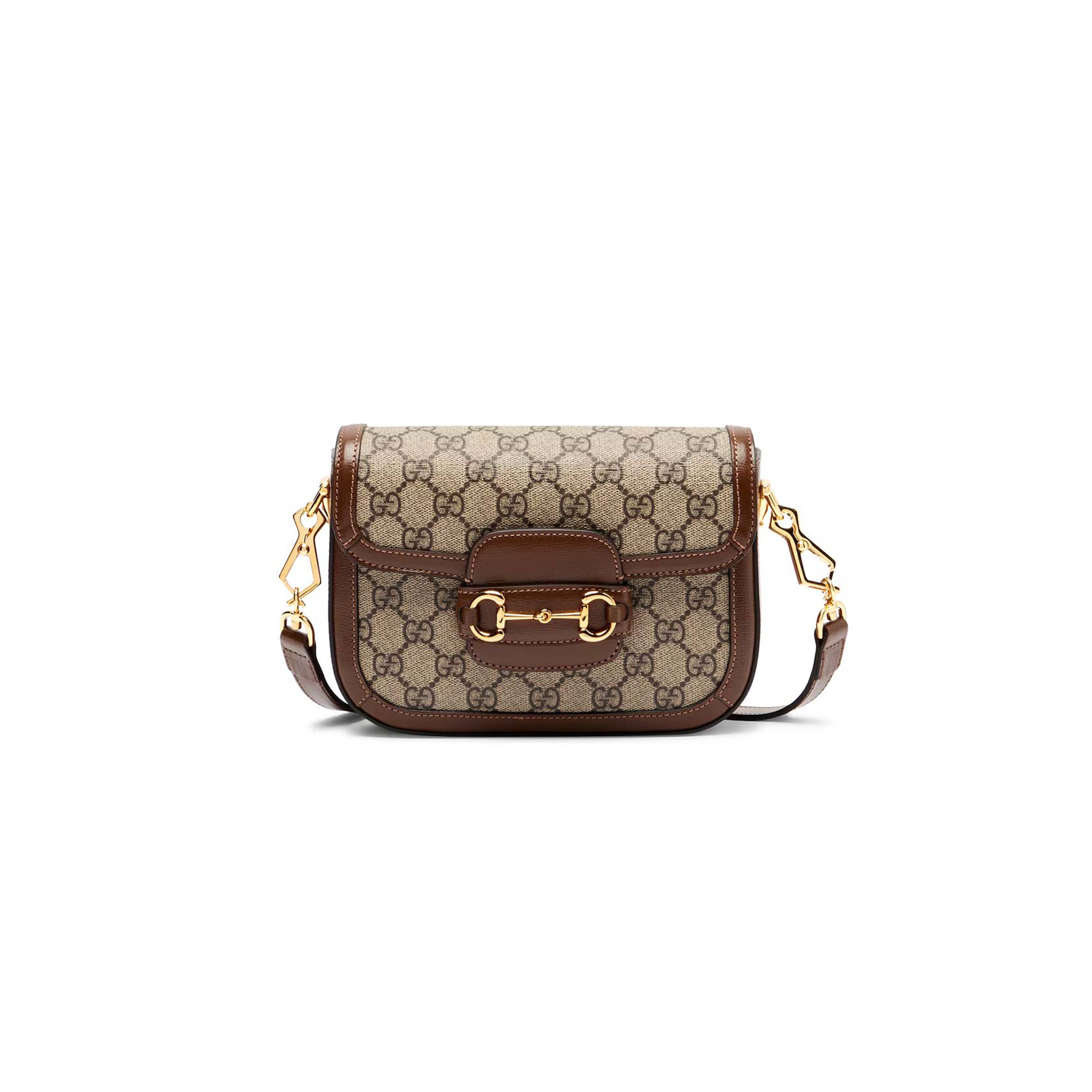 GUCCI HORSEBIT 1955 MINI LEATHER-TRIMMED SHOULDER BAG (20*15*5cm)